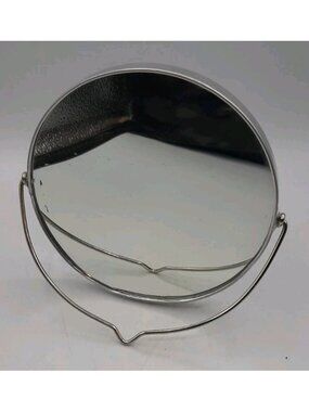 Vtg Flair Chrome Two Sided Round Free Standing Hanging Makeup Mirror Magnifying